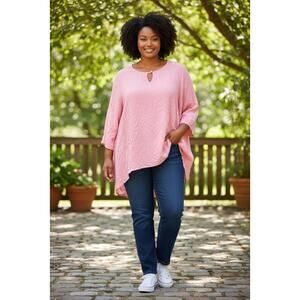 April 7 Peach Keyhole Blouse – Size 3X